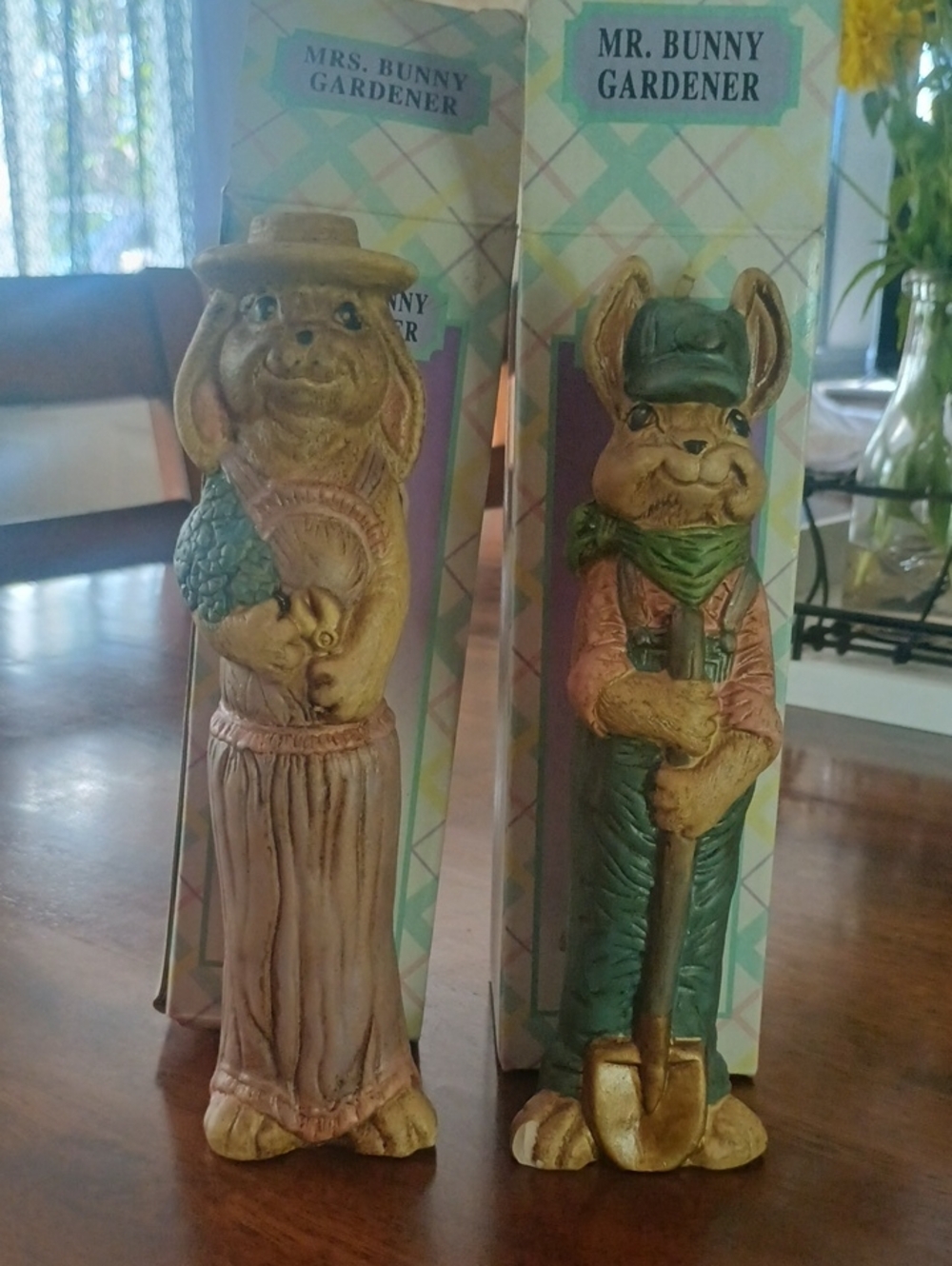 Mr. Bunny Gardener Resin Figurine - Green and Tan